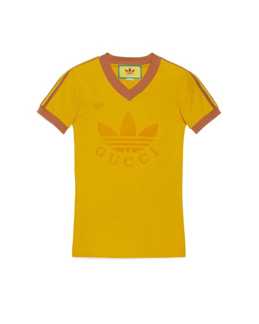 Camiseta adidas x con cuello en v de Gucci de color Amarillo | Lyst