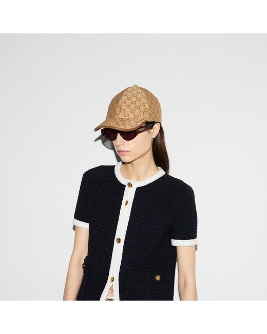 Gucci Brown Baseballkappe Aus Gg Stroh, Grösse
