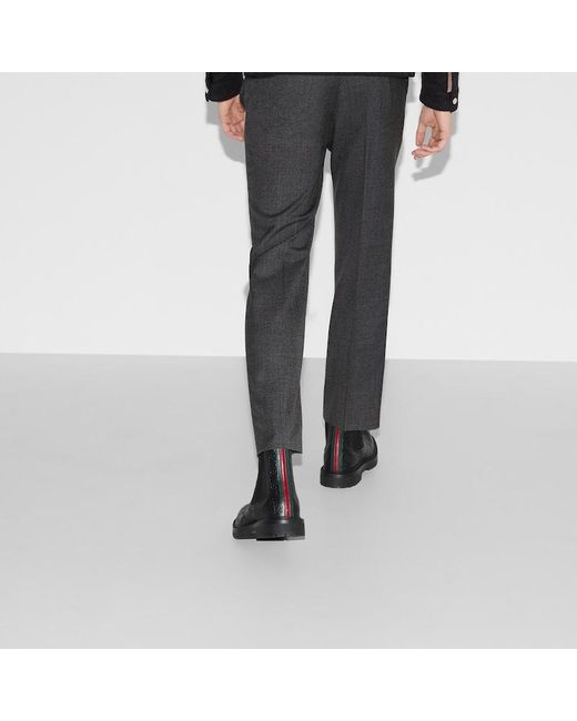 履き心地◎【GUCCI】サイドゴアブーツ *ウェブストライプ付き メンズ Gucci ウェブ ストライプ付き メンズ サイドゴア ブーツ