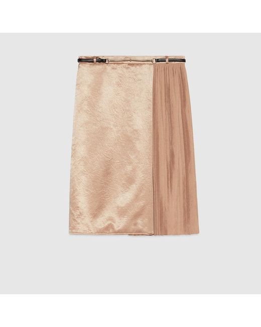 Gucci Natural Acetate Satin Skirt With Belt