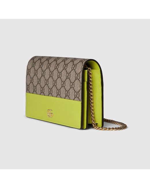 Portafoglio Gg Marmont Bicolore Con Catena di Gucci in Green