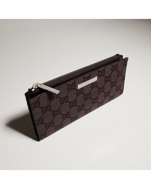 Gucci Brown Long Wallet With Plaque