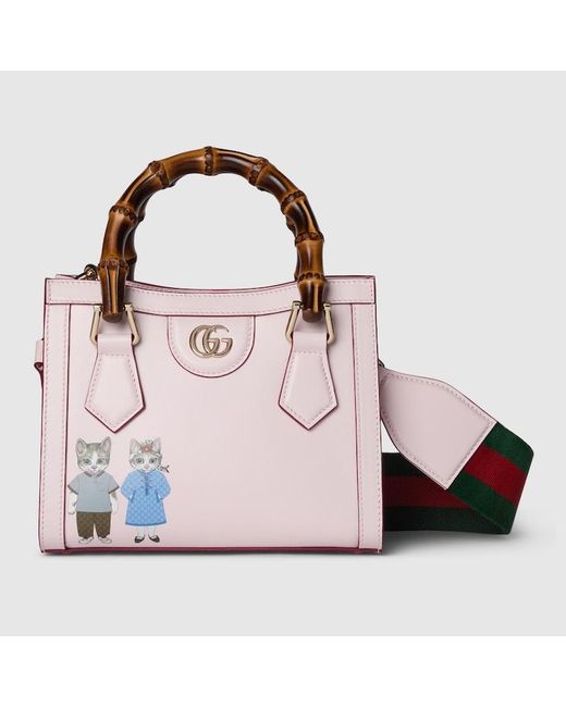 Gucci 〔グッチ ダイアナ〕日本限定 ヒグチユウコ スモール トートバッグ, ピンク, レザー Pink