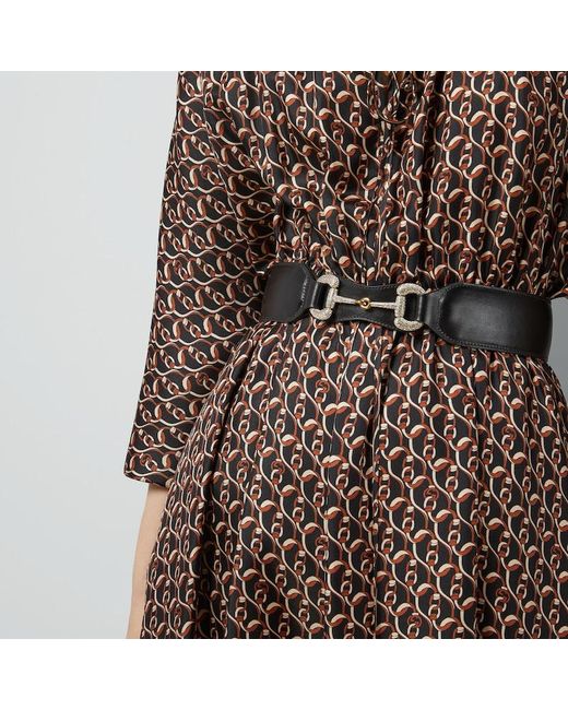 Robe Longue En Soie Avec Empiècement GG Imprimé Chaîne Gucci en coloris Brown
