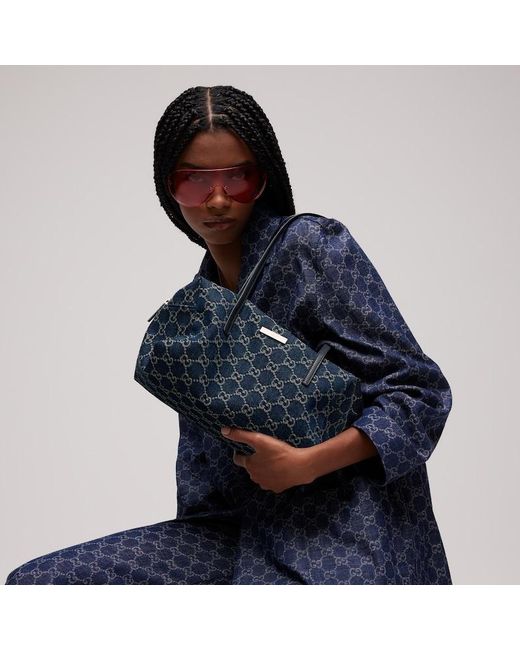 Gucci Blue Melrose Medium Boston Bag