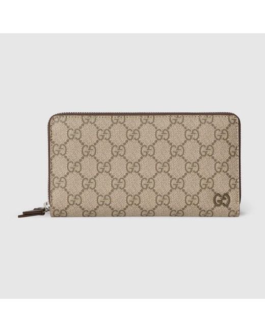 Gucci Metallic Interior Gg Zip Around Wallet, Gg Canvas for men