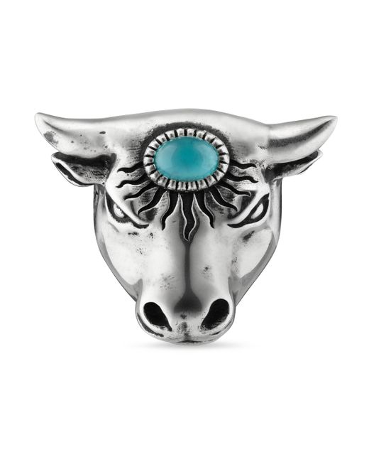 Gucci Blue Anger Forest Bull's Head Ring for men