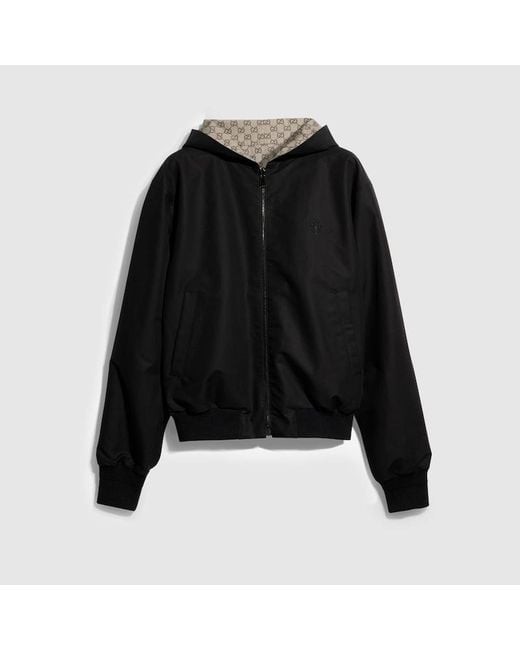 Gucci Black Reversible Cotton Canvas Zip Jacket for men