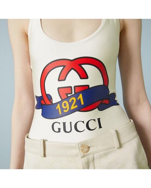Gucci White Sparkling Jersey Swimsuit