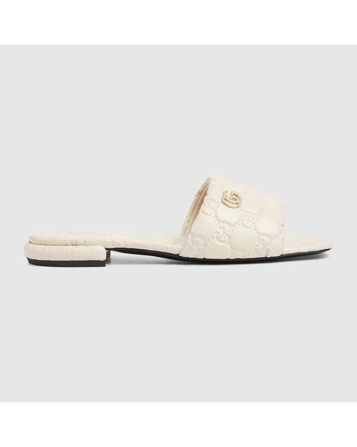 Gucci White Damenpantolette Mit Doppel G, Grösse
