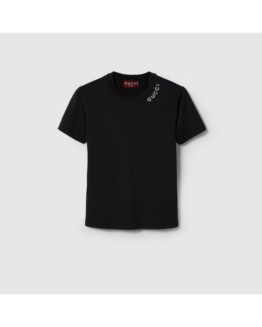 Gucci Black T-Shirt Aus Leichtem Baumwolljersey