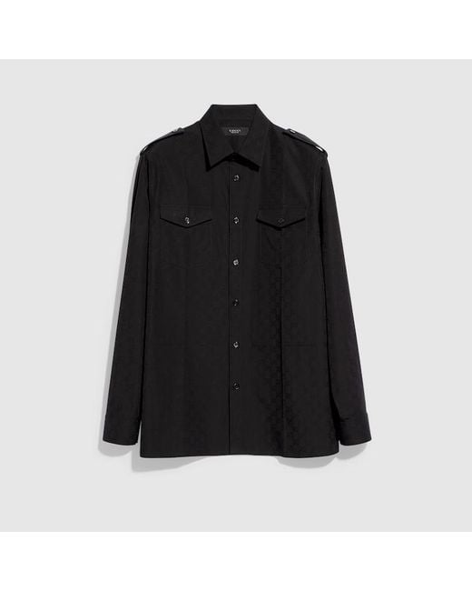 Gucci Black Gg Cotton Poplin Shirt for men