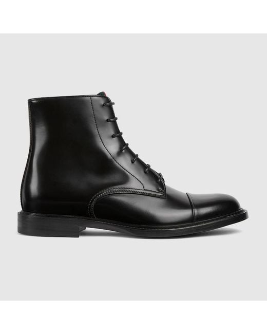 Stivale Uomo Stringato Con Dettaglio Web, Taglia di Gucci in Black da Uomo