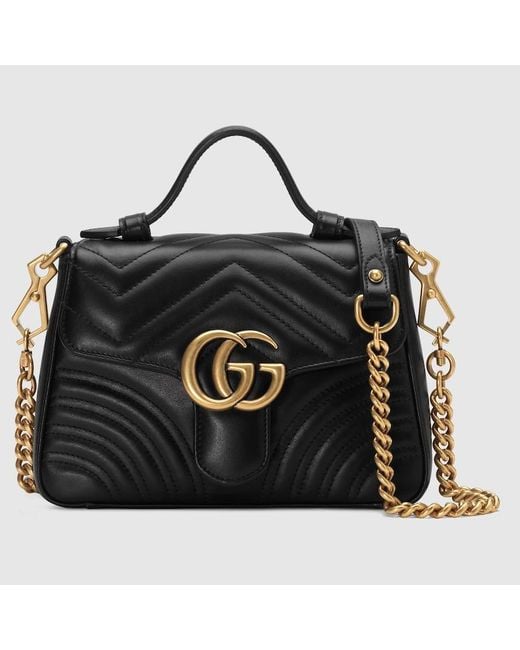 Gucci Black Mini GG Marmont Top-handle Bag
