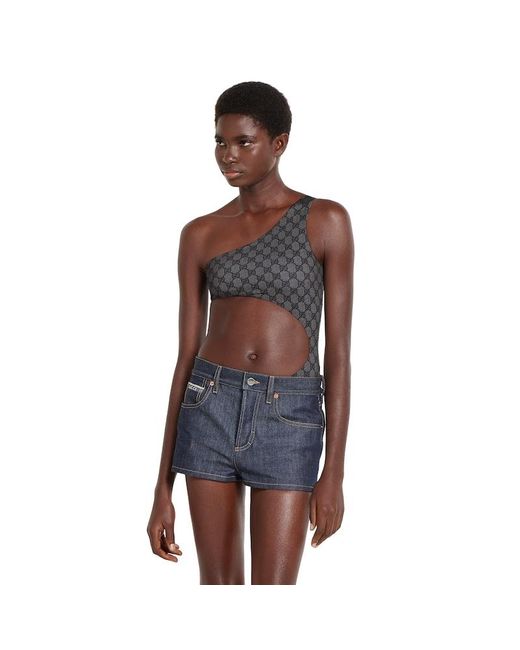 Gucci Gray Printed Gg Stretch Jersey Swimsuit