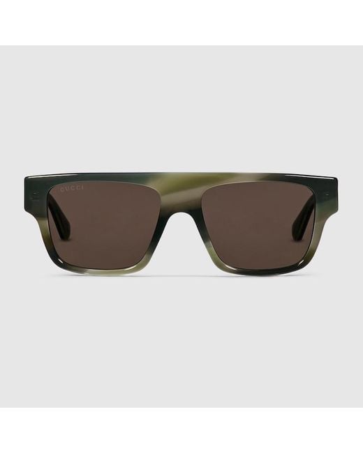Gucci Brown Rectangular Frame Sunglasses for men