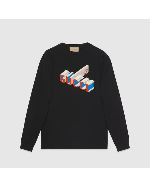 Gucci Black Cotton Jersey Long-sleeved T-shirt for men