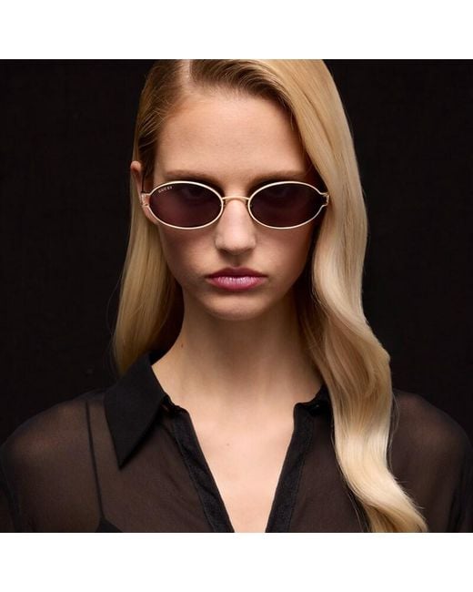 Gucci Brown Rectangular-Frame Sunglasses
