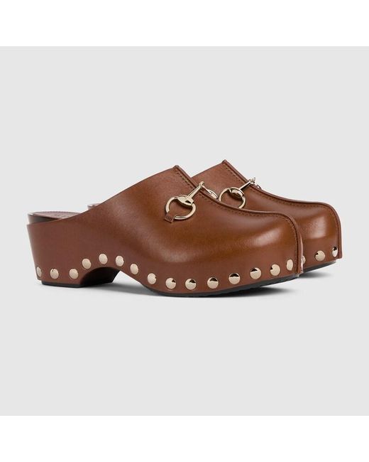Gucci Brown Platform Clog With Horsebit