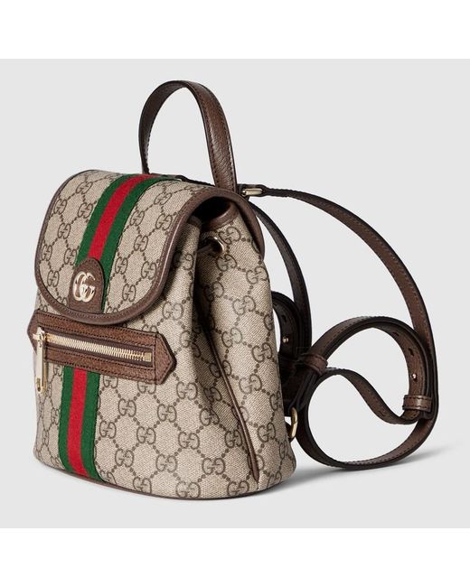 Gucci Brown Ophidia Small Backpack, Gg Canvas