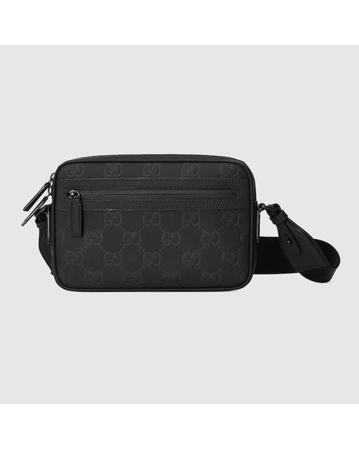 Gucci Black GG Rubber-effectcrossbody Bag for men