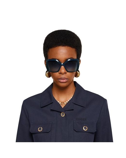 Occhiali Da Sole Quadrati di Gucci in Blue