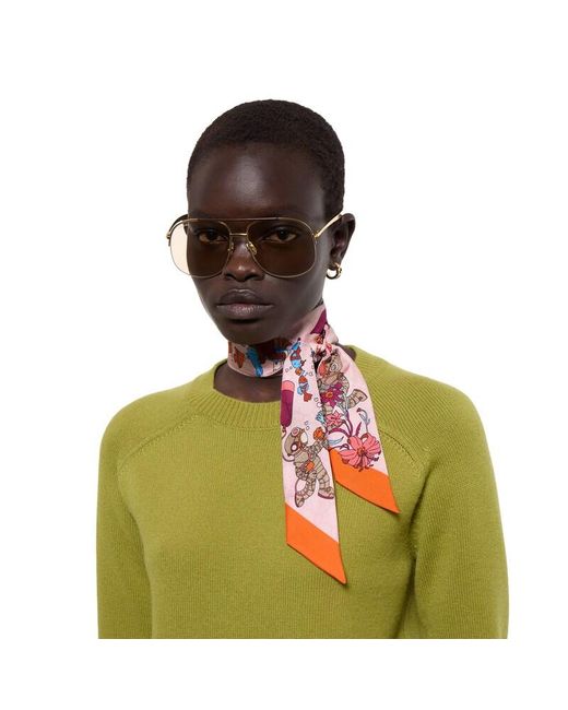 Gucci Red Printed Silk Ribbon