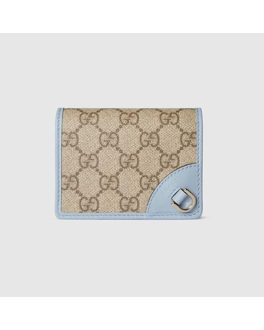Gucci Natural Gg Emblem Mini Wallet, Gg Canvas