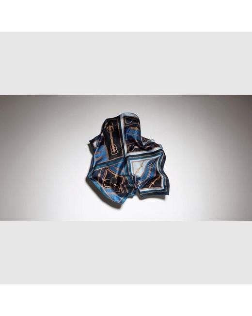 Gucci Blue Printed Silk Twill Jacquard Carré