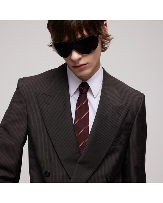 Gucci Purple Diagonal Horsebit Silk Jacquard Tie for men