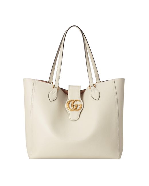 Gucci White Medium Tote With Double G