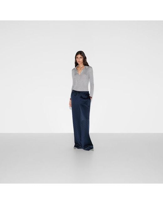 Gucci Blue Hose Aus Gg Satin, Größe