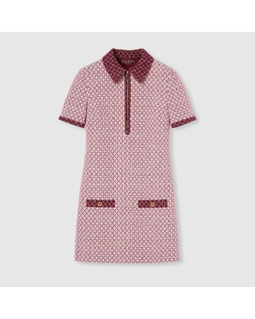 Vestido De Rizo De Algodón Con Rombos, Talla Gucci de color Pink