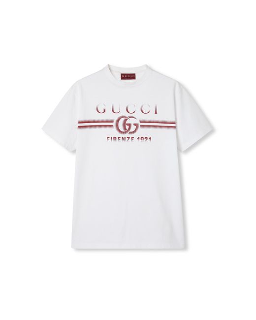 Gucci White Cotton Jersey T-shirt With Print for men