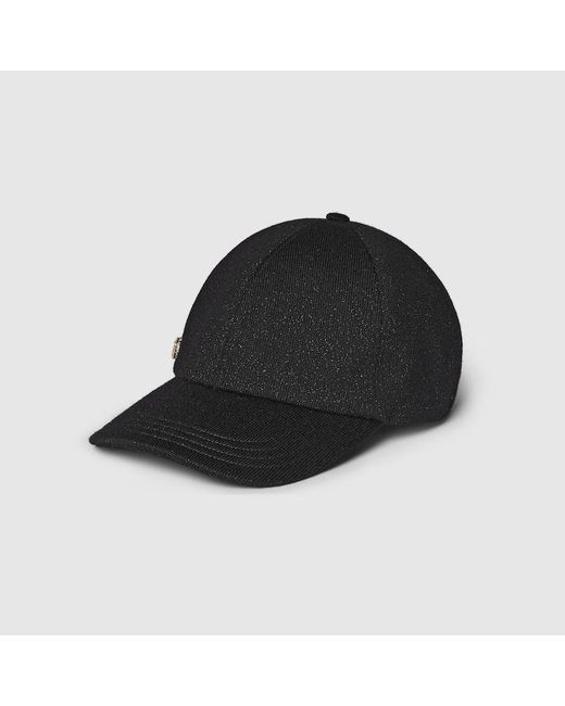 Gucci Black Knit Wool And Lamè Baseball Hat, Size M, Wool