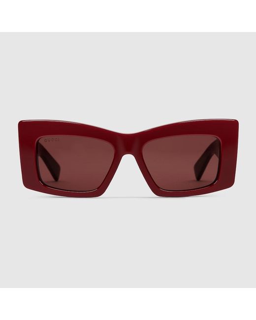 Gucci Red Square Frame Sunglasses