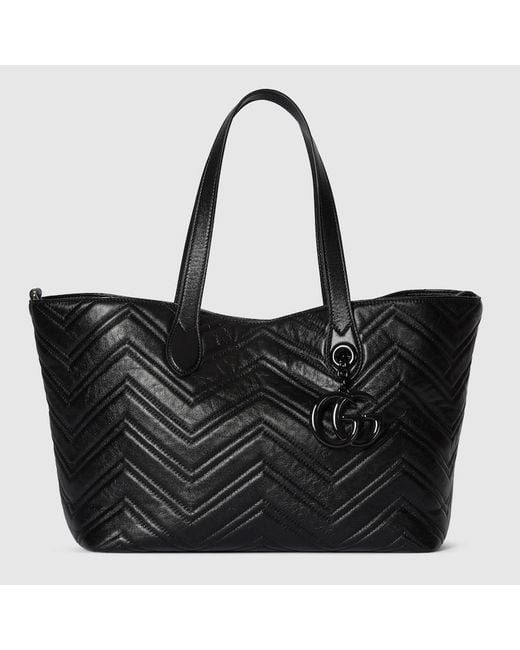Gucci Black Gg Marmont Medium Tote Bag, Leather