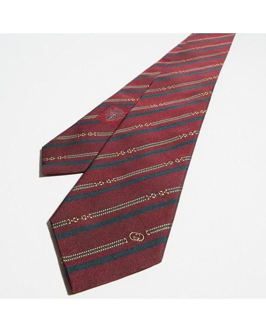 Gucci Purple Interlocking G Horsebit Belt Silk Tie for men