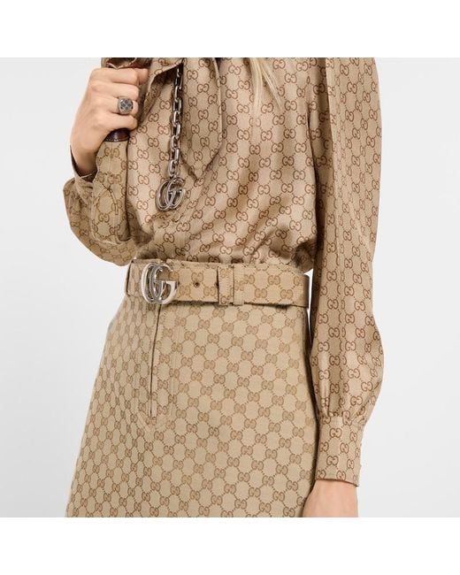 Gucci Natural Gg Cotton Canvas Fabric Skirt