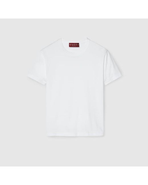 Gucci White T-Shirt Aus Leichtem Baumwolljersey