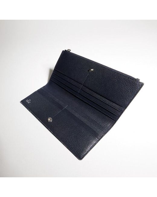 Gucci Blue Long Wallet With Plaque