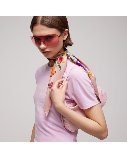 Gucci Pink Printed Silk Twill Diamond Scarf, Silk