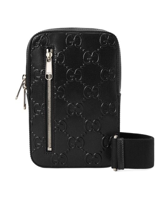 Gucci Leather GG Embossed Sling Backpack in Black for Men Lyst