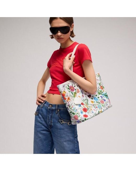 Gucci White Tribeca Large Tote Bag, Fabric