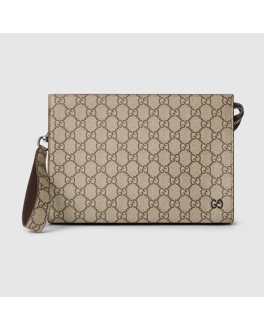 Pouch Con Finiture Marroni Misura Media di Gucci in Metallic da Uomo