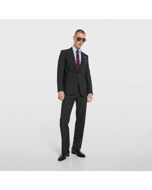 Gucci Black Pinstripe Wool Jacket for men