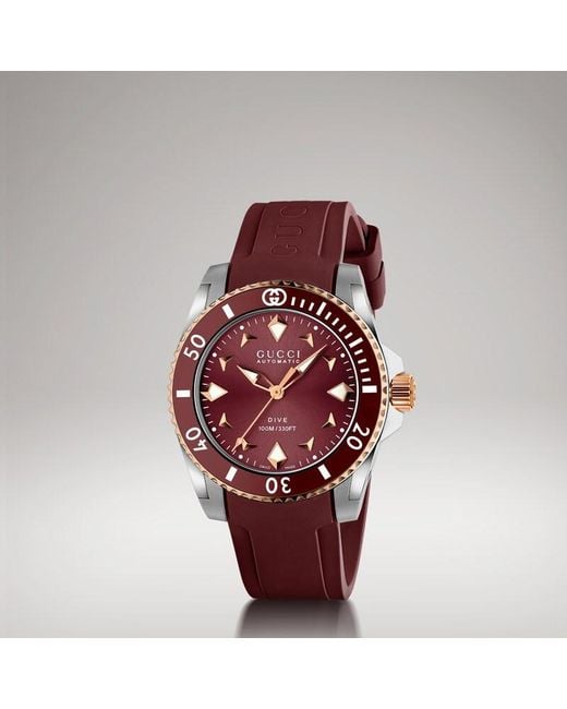 Gucci Red Dive Watch, 36Mm, Steel