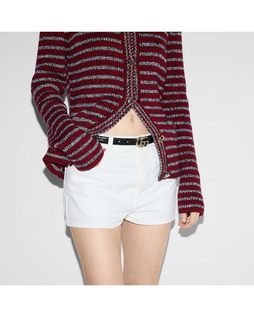 Gucci ダブルG スリムベルト, ブラック, レザー Black
