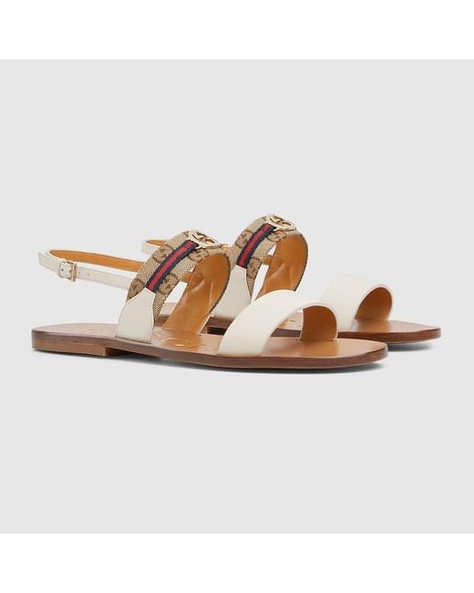 Sandalo Donna Con Incrocio Gg E Motivo Web, Taglia di Gucci in White