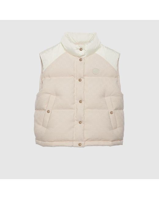 Gucci Natural GG Cotton Canvas Padded Vest